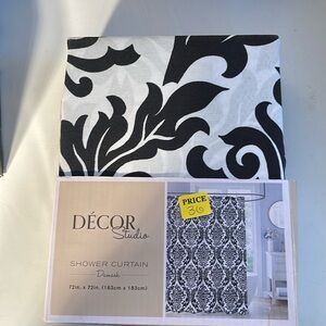 Studio Decor Black and White Damask Shower Curtain